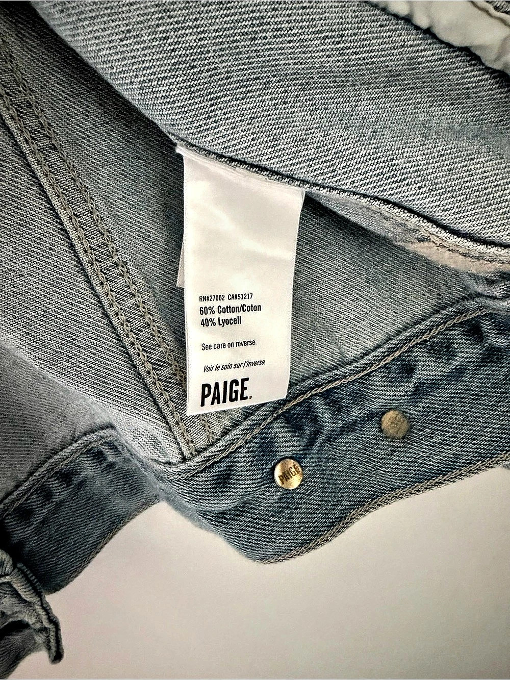 PAIGE Rowan Jacket Razz Distressed Denim Jacket - Picture 3 of 5